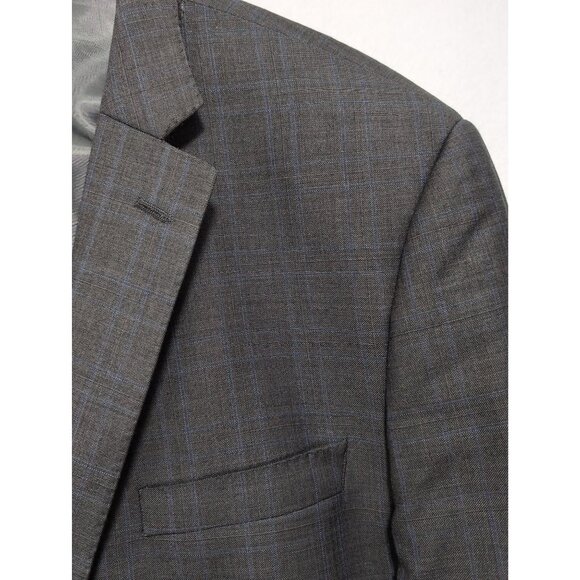Peter Millar Blazer Mens 46T Gray Blue Windowpane Wool 2 Button Business Casual - Picture 1 of 15